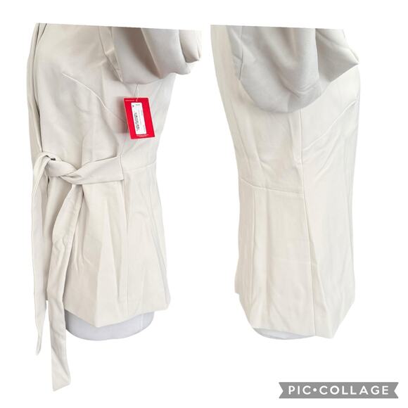 Spanx Opacity Crepe Wrap Blazer Tie Waist Parchment Cream Women’s Size Medium - Picture 9 of 14